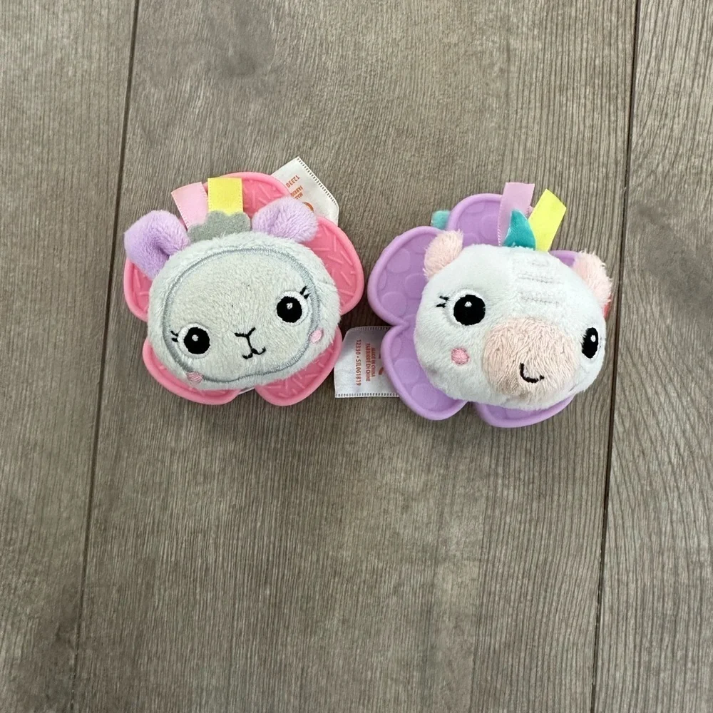 Bright Starts set of two ankle plush rattles baby girl